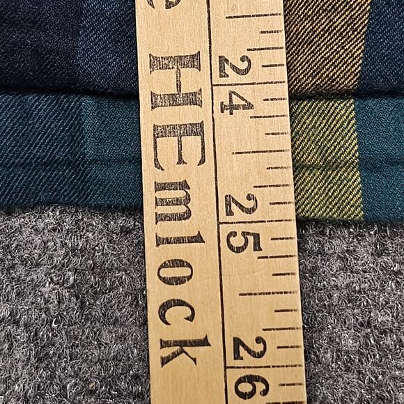 Eddie Bauer Plaid Flannel Hoodie Shirt M Womens Blue Green Yellow Cotton Casual - Picture 8 of 16